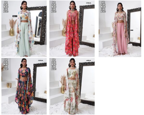 Make Your Elegant Party Look By Wearing This Stylish Crop Top With Plazo And Shrug Outfit