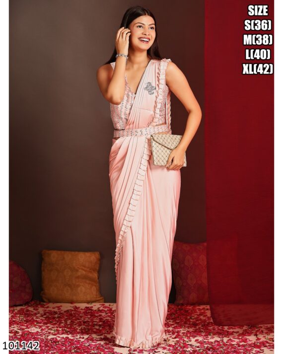 Glam Up In Minutes With Ethnicrang's Stunning Ready To Wear Saree With Blouse (One Minute Sarees)