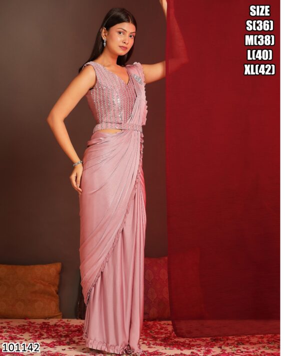 Glam Up In Minutes With Ethnicrang's Stunning Ready To Wear Saree With Blouse (One Minute Sarees)