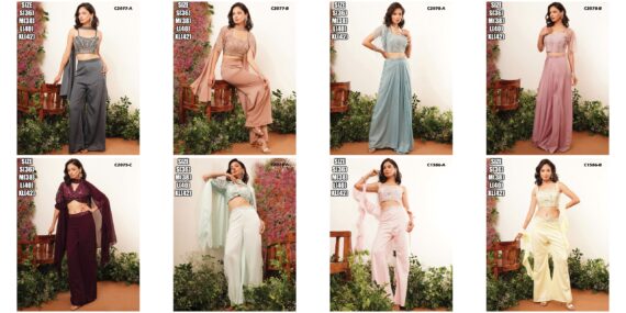 Western Style PartyWear Crop Top, Plazo And Shrug Set Adorned With Beautiful Hand Work