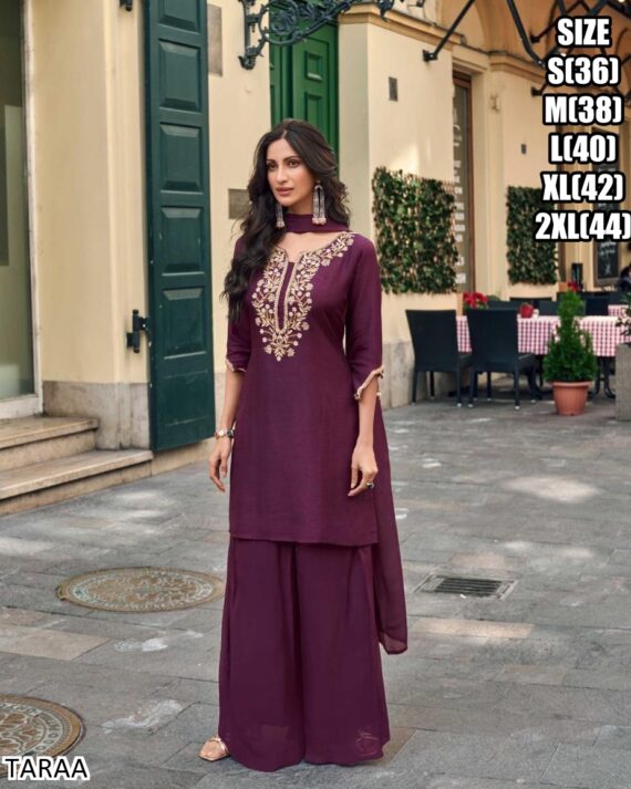Launching Any Ceremony Wear Women's Ethnic Top Plazo And Dupatta Set
