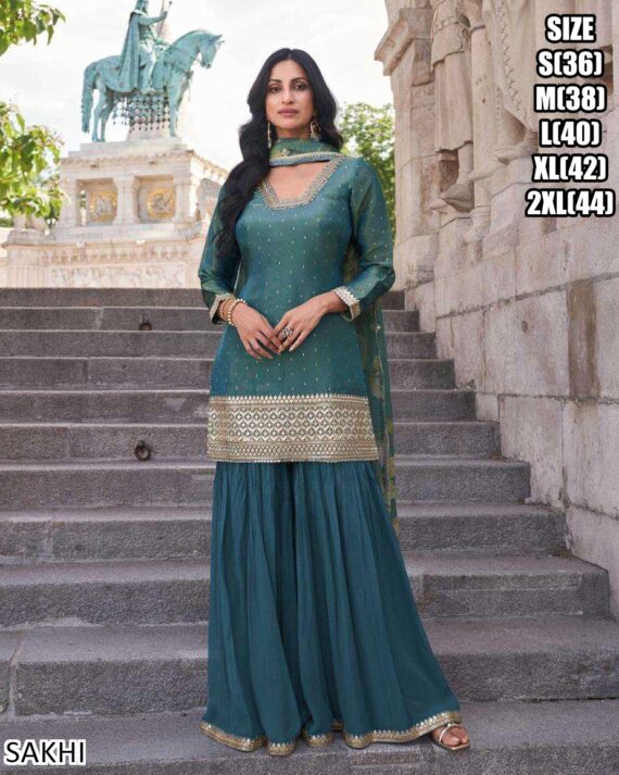 Buy Trendy And Fabulous Women's Wear Embroidered Top And Plazo With Dupatta