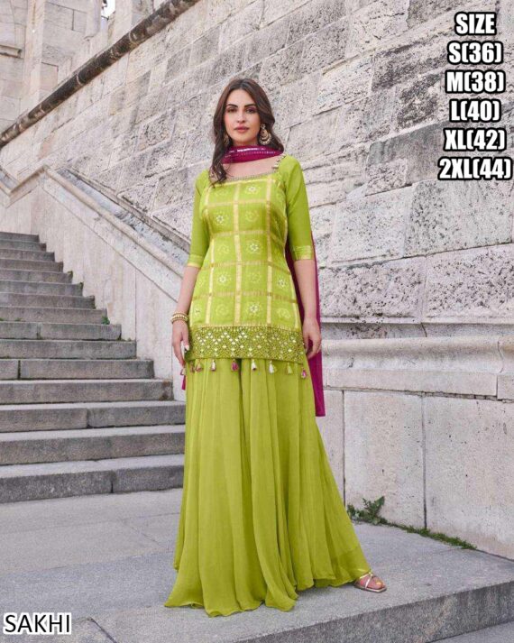 Buy Trendy And Fabulous Women's Wear Embroidered Top And Plazo With Dupatta