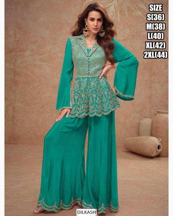 Here Are Gorgeous Ethnic Designer Chinon Top And Plazo (Bottom) Set Perfect For Elegant Parties