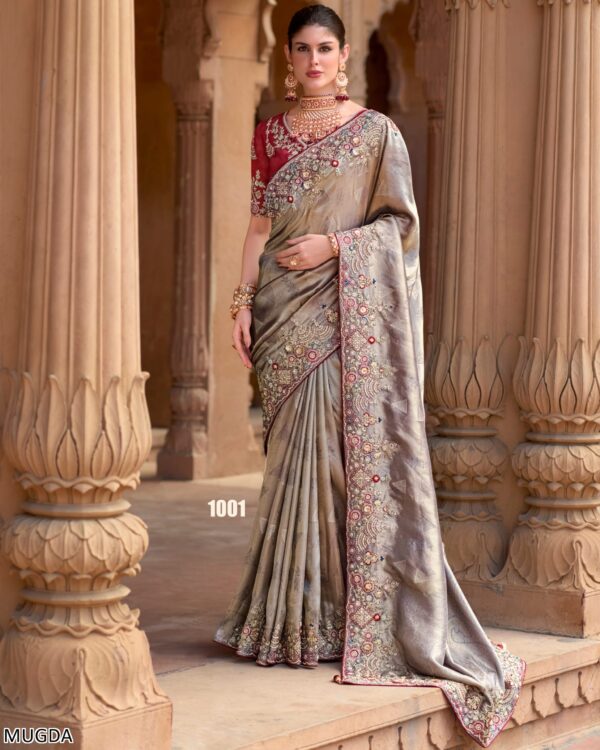 Ethnicrang Presents Latest Trends And Classics Wedding Wear Designer Un-Stitch Saree With Blouse