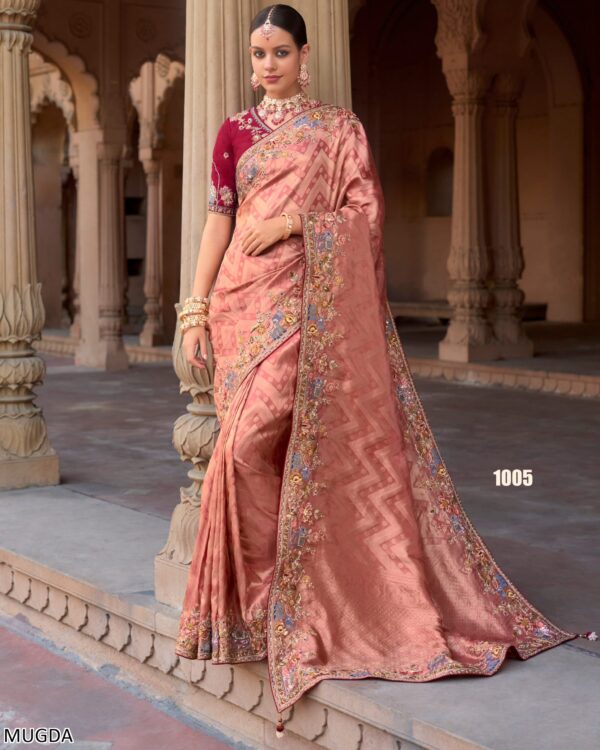 Ethnicrang Presents Latest Trends And Classics Wedding Wear Designer Un-Stitch Saree With Blouse