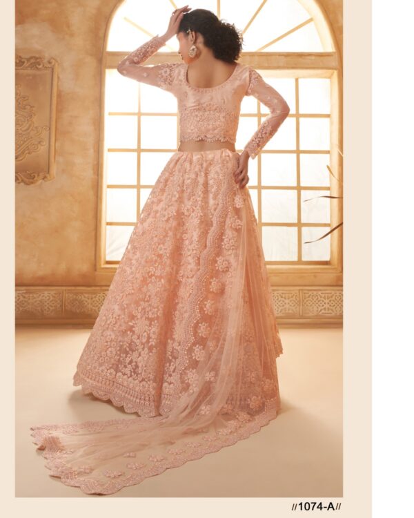 WeddingWear Cording And Thread Work Semi-Stitched Bridal Lehenga Choli