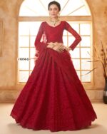 WeddingWear Cording And Thread Work Semi-Stitched Bridal Lehenga Choli