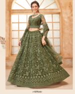 WeddingWear Cording And Thread Work Semi-Stitched Bridal Lehenga Choli
