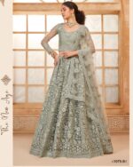 WeddingWear Cording And Thread Work Semi-Stitched Bridal Lehenga Choli