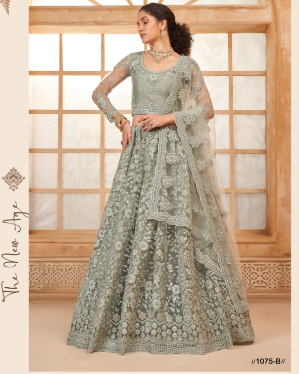 WeddingWear Cording And Thread Work Semi-Stitched Bridal Lehenga Choli