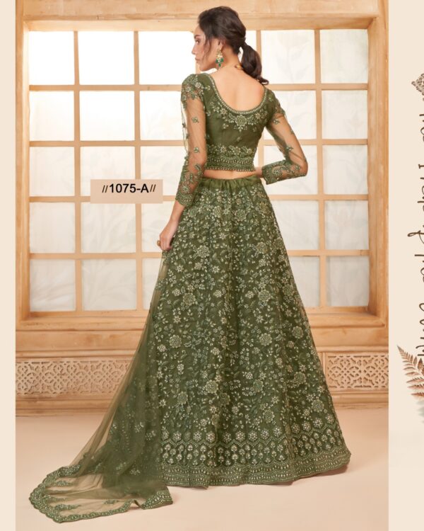 WeddingWear Cording And Thread Work Semi-Stitched Bridal Lehenga Choli