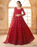 WeddingWear Cording And Thread Work Semi-Stitched Bridal Lehenga Choli