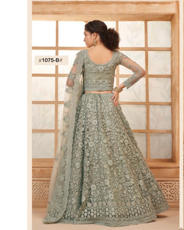 WeddingWear Cording And Thread Work Semi-Stitched Bridal Lehenga Choli