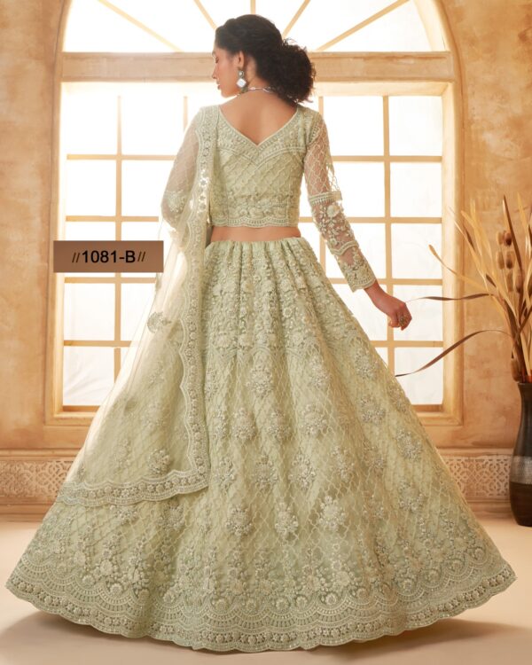 WeddingWear Cording And Thread Work Semi-Stitched Bridal Lehenga Choli