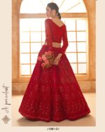 WeddingWear Cording And Thread Work Semi-Stitched Bridal Lehenga Choli