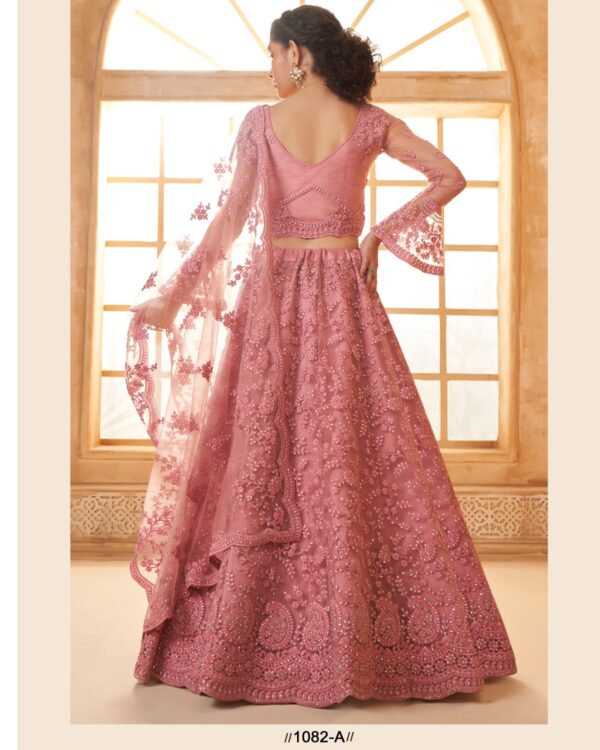 WeddingWear Cording And Thread Work Semi-Stitched Bridal Lehenga Choli