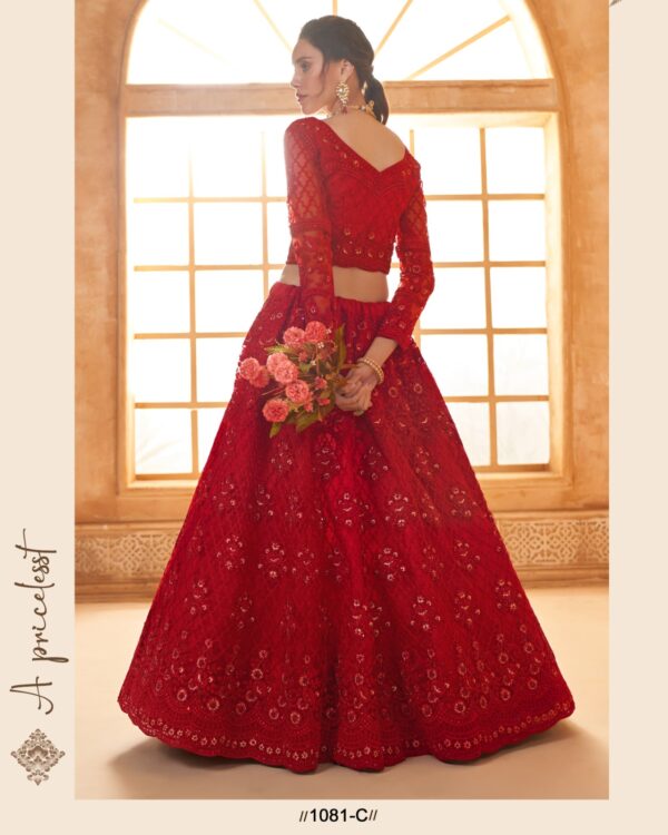 WeddingWear Cording And Thread Work Semi-Stitched Bridal Lehenga Choli