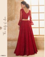 WeddingWear Cording And Thread Work Semi-Stitched Bridal Lehenga Choli