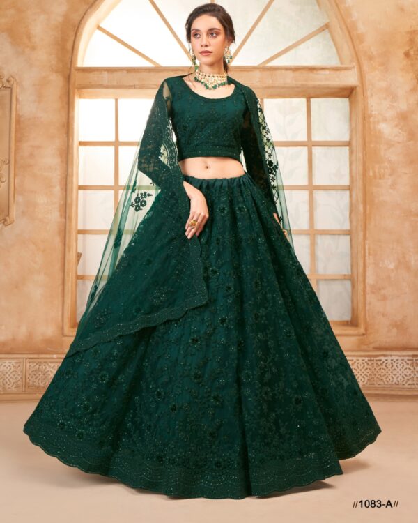 WeddingWear Cording And Thread Work Semi-Stitched Bridal Lehenga Choli