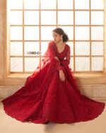 WeddingWear Cording And Thread Work Semi-Stitched Bridal Lehenga Choli