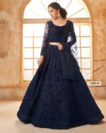 WeddingWear Cording And Thread Work Semi-Stitched Bridal Lehenga Choli