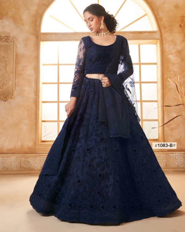 WeddingWear Cording And Thread Work Semi-Stitched Bridal Lehenga Choli