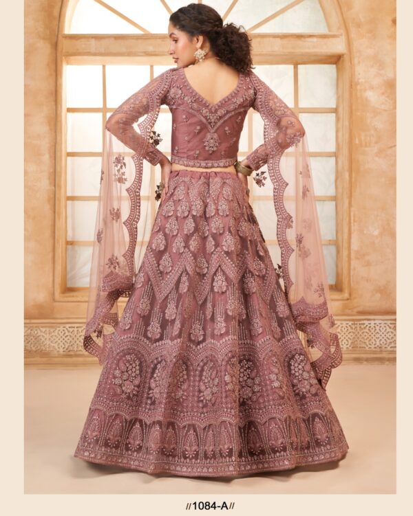 WeddingWear Cording And Thread Work Semi-Stitched Bridal Lehenga Choli