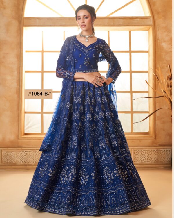 WeddingWear Cording And Thread Work Semi-Stitched Bridal Lehenga Choli