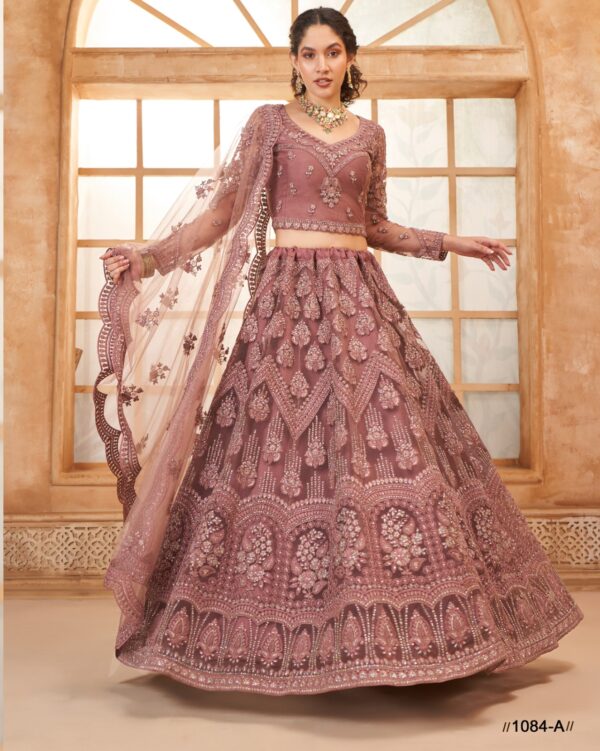 WeddingWear Cording And Thread Work Semi-Stitched Bridal Lehenga Choli