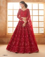 WeddingWear Cording And Thread Work Semi-Stitched Bridal Lehenga Choli