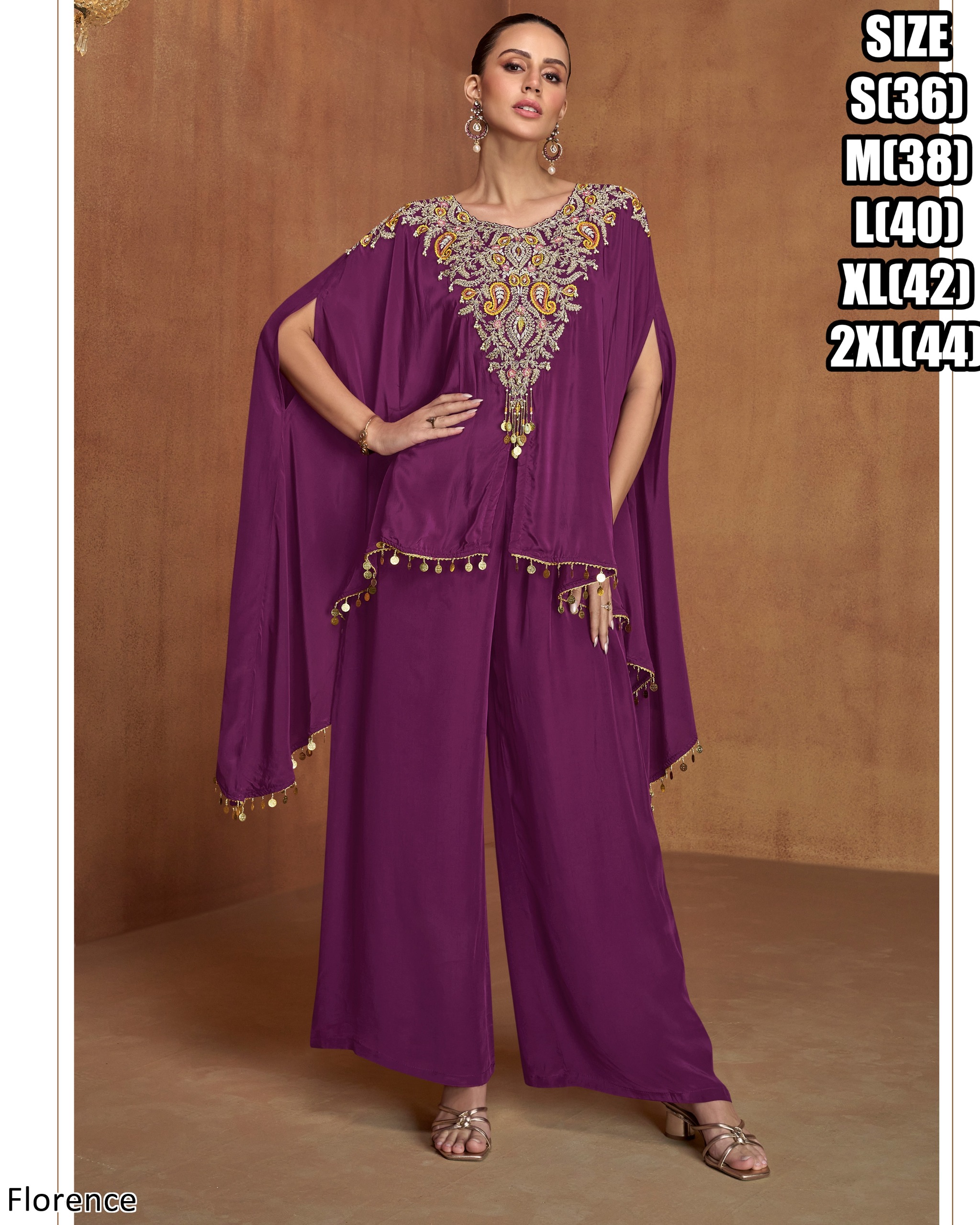 Partywear  3pc Co-ord set teamed up with  trendy bell bottom palazzo in black Perfect cocktail /wedding & Eid outfits