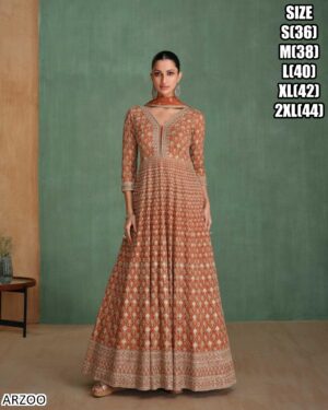 Introducing Our Fabulous Embroidered Georgette Festival Wear Gown With Dupatta