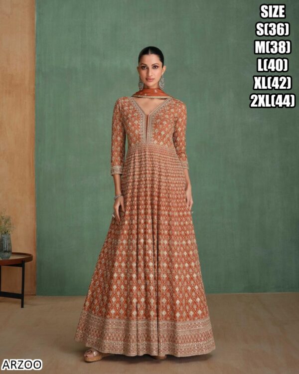 Introducing Our Fabulous Embroidered Georgette Festival Wear Gown With Dupatta