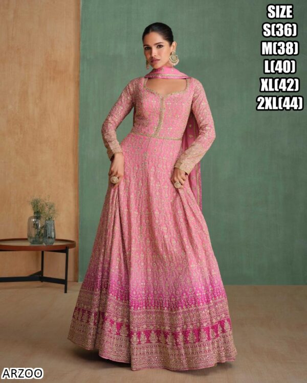 Introducing Our Fabulous Embroidered Georgette Festival Wear Gown With Dupatta