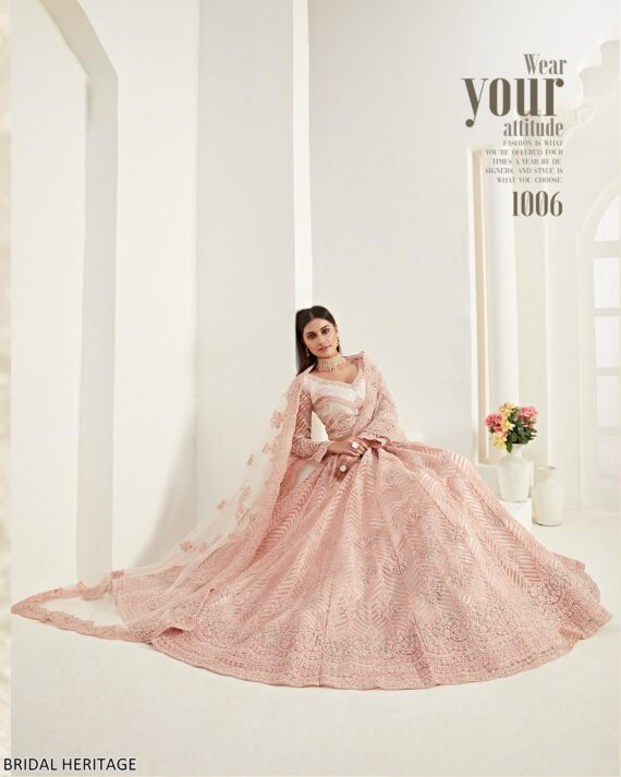 Captivating Cording Embroidered Net Wedding Wear Semi-Stitched Lehenga Choli