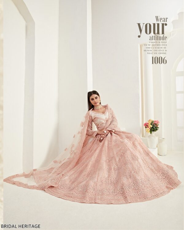 Captivating Cording Embroidered Net Wedding Wear Semi-Stitched Lehenga Choli