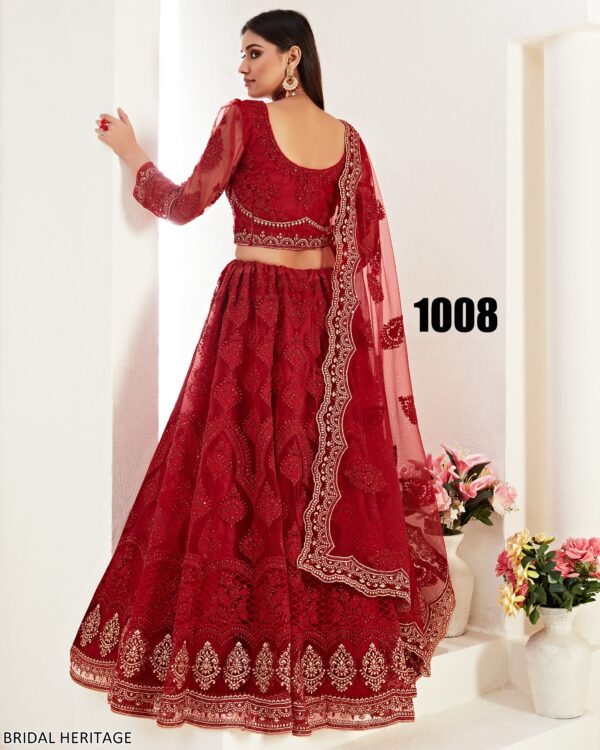Captivating Cording Embroidered Net Wedding Wear Semi-Stitched Lehenga Choli
