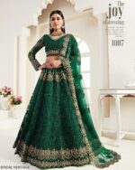 Captivating Cording Embroidered Net Wedding Wear Semi-Stitched Lehenga Choli
