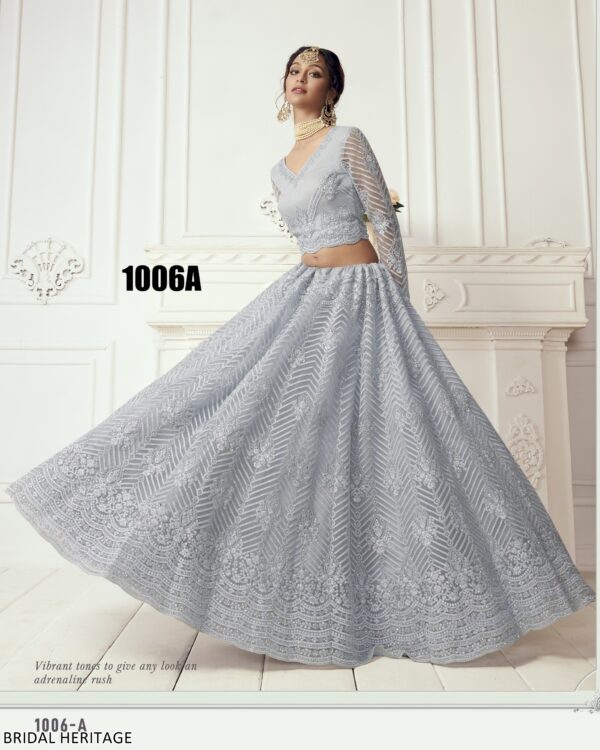 Captivating Cording Embroidered Net Wedding Wear Semi-Stitched Lehenga Choli