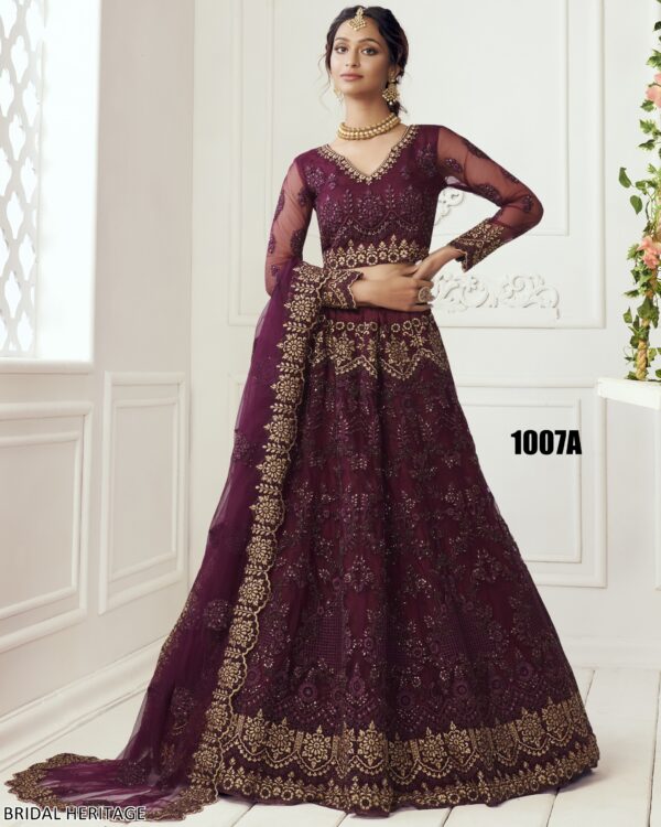 Captivating Cording Embroidered Net Wedding Wear Semi-Stitched Lehenga Choli