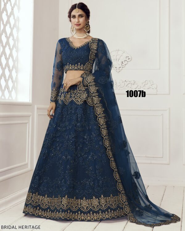 Captivating Cording Embroidered Net Wedding Wear Semi-Stitched Lehenga Choli