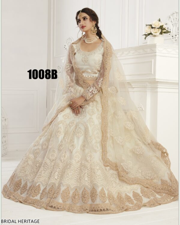 Captivating Cording Embroidered Net Wedding Wear Semi-Stitched Lehenga Choli