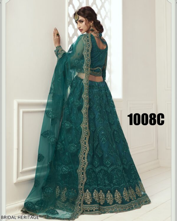 Captivating Cording Embroidered Net Wedding Wear Semi-Stitched Lehenga Choli