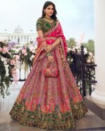 Wedding Special Beautiful Zarkan Cording Work Banarasi Silk Bridal Lehenga Choli Sets