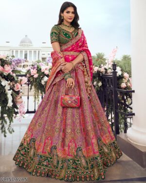 Wedding Special Beautiful Zarkan Cording Work Banarasi Silk Bridal Lehenga Choli Sets