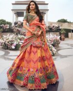 Wedding Special Beautiful Zarkan Cording Work Banarasi Silk Bridal Lehenga Choli Sets