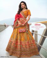 Wedding Special Beautiful Zarkan Cording Work Banarasi Silk Bridal Lehenga Choli Sets