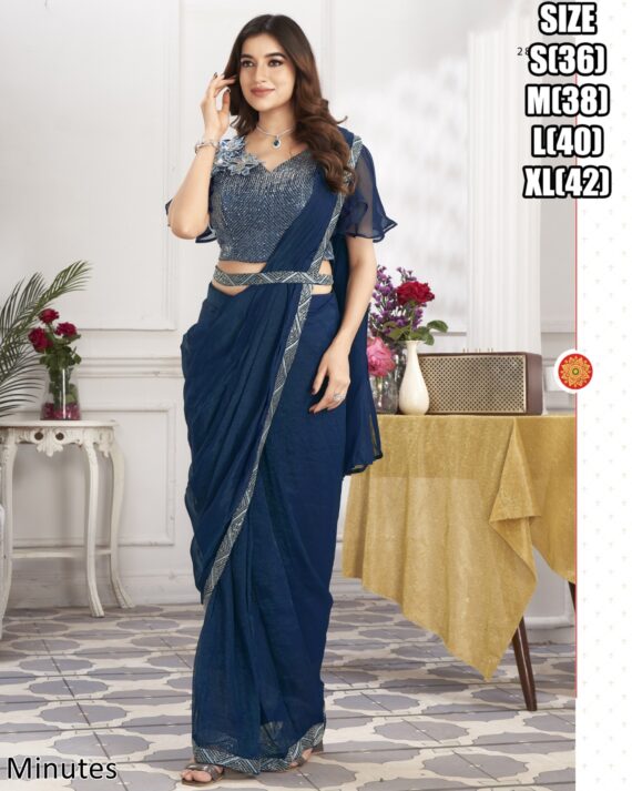 Designer Collection Of Eleven Designs Premium Shimmer Georgette And Fancy Drape Sarees
