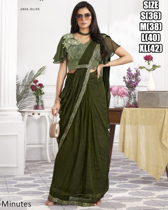 Designer Collection Of Eleven Designs Premium Shimmer Georgette And Fancy Drape Sarees
